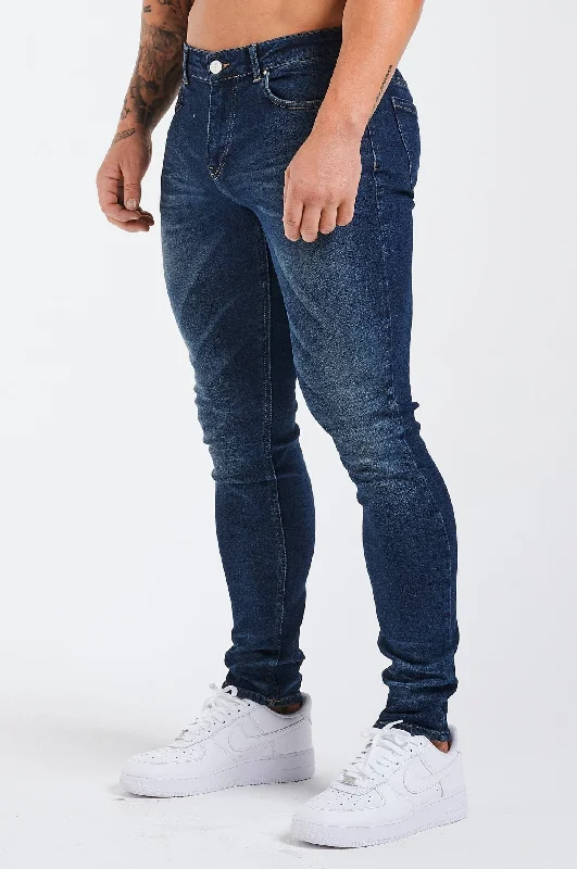 Men's Stretch Jeans with a Moisture - Wicking Lining for Active LifestylesSLIM FIT JEANS 2.0 DETAILED - INDIGO BLUE