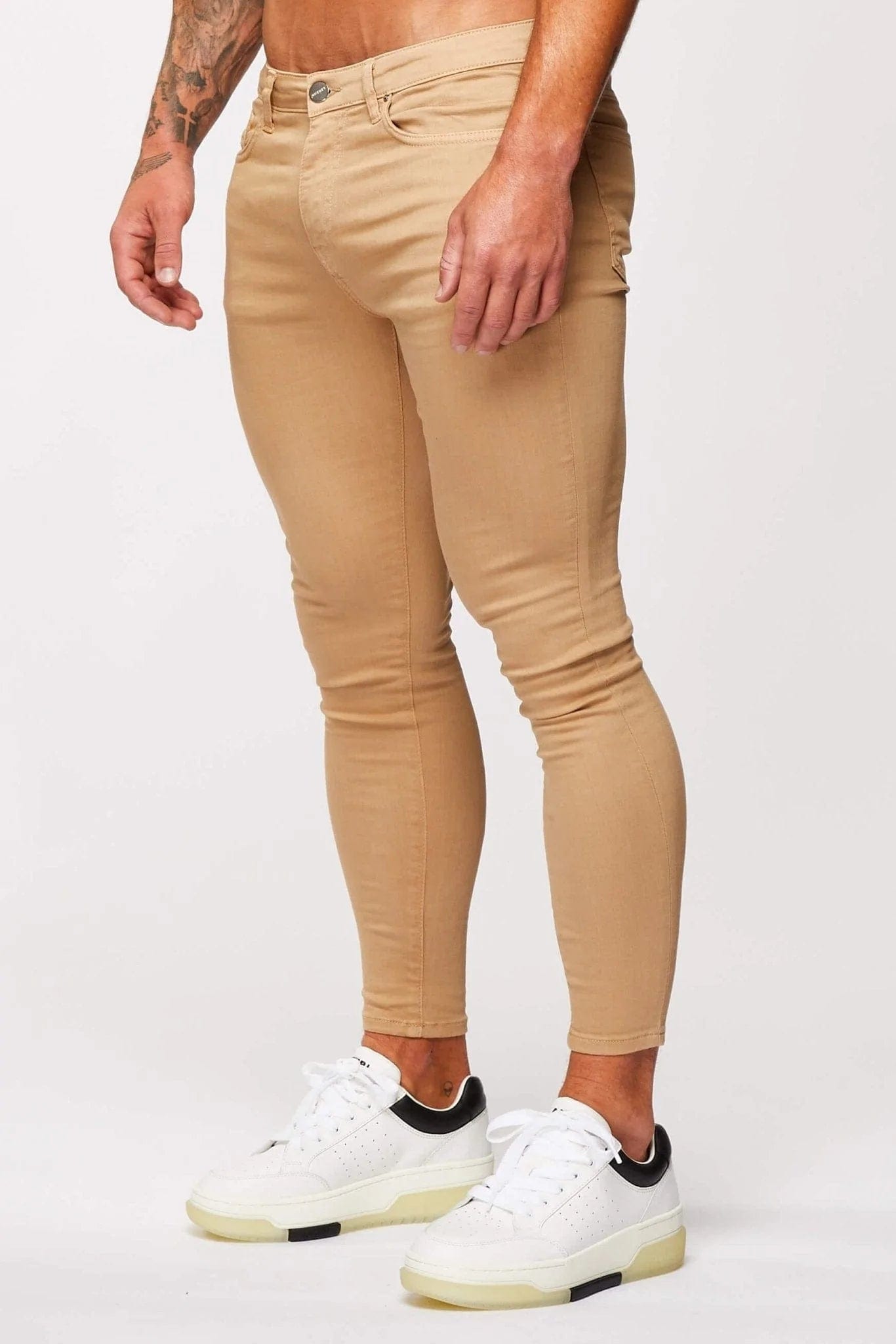 Men's Straight Leg Raw Denim Jeans for a Minimalist and Durable OptionSKINNY FIT JEANS - BEIGE