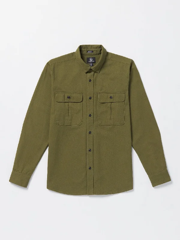 Men's Low - Rise Jeans in a Light Wash for a Casual and Youthful LookStone Benchmark Long Sleeve Shirt - Expedition Green