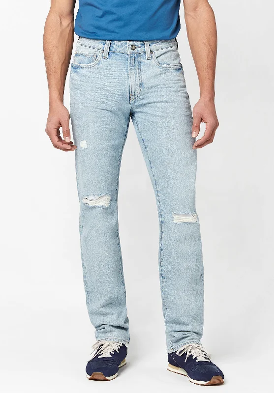 Men's Jeans with a Cargo - Inspired Knee Pocket for Extra StorageSanded Relaxed Straight Driven Men's Jeans - BM22754