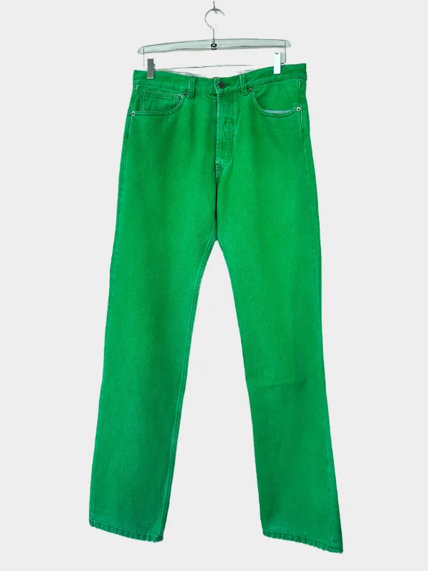 Men's Jeans with a Frayed Hem for a Casual and Effortless StyleStraight Green Jeans