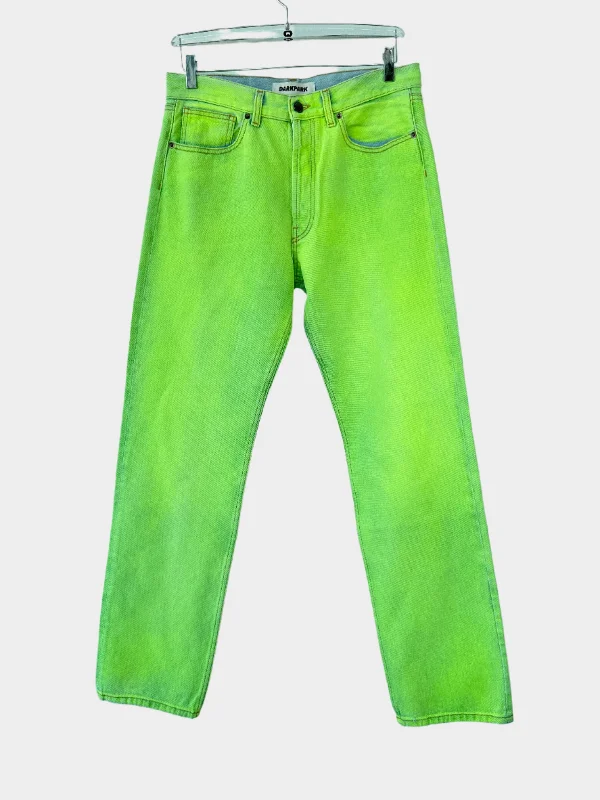 Men's Straight Leg Raw Denim Jeans for a Minimalist and Durable OptionStraight Light Green Jeans