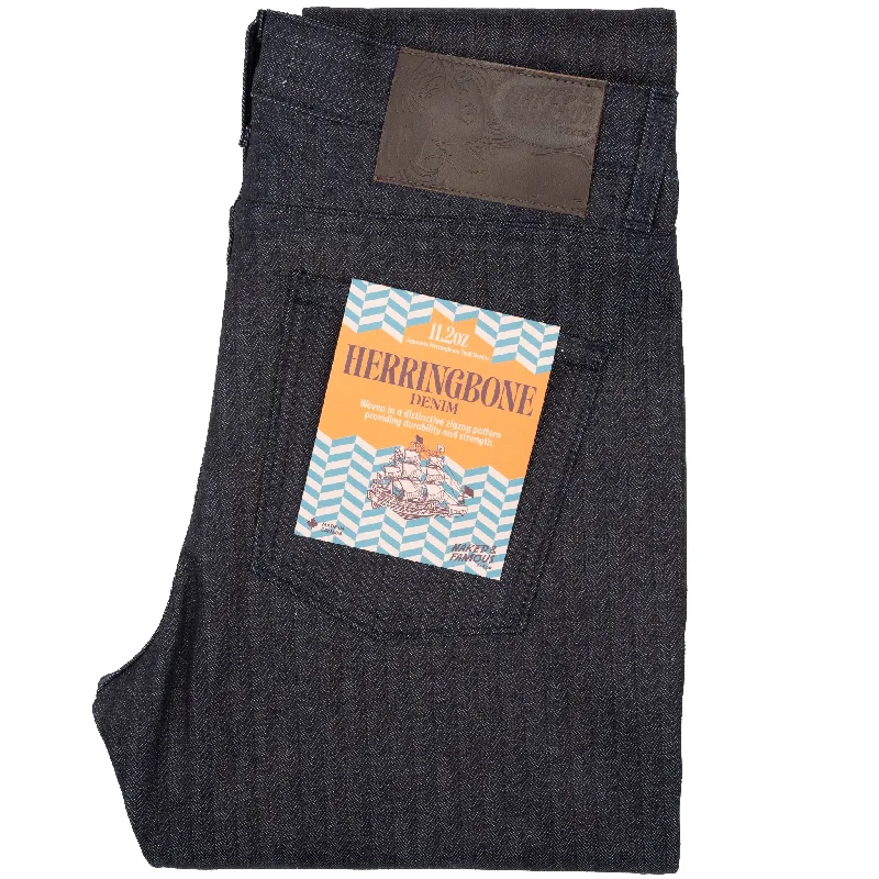 Men's Slim Fit Stretch Jeans in Dark Wash for a Modern and Comfortable LookSuper Guy - Herringbone Denim