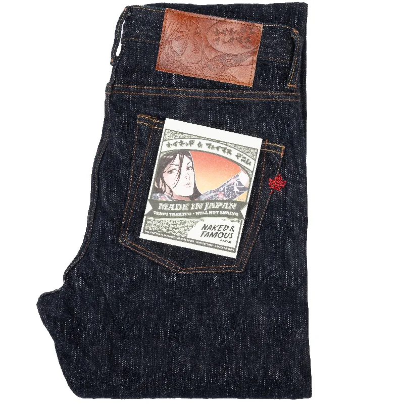 Plus Size Men's Relaxed Fit Jeans with a Faded Wash for a Vintage - Inspired LookSuper Guy - MIJ12 - Aomidori Selvedge