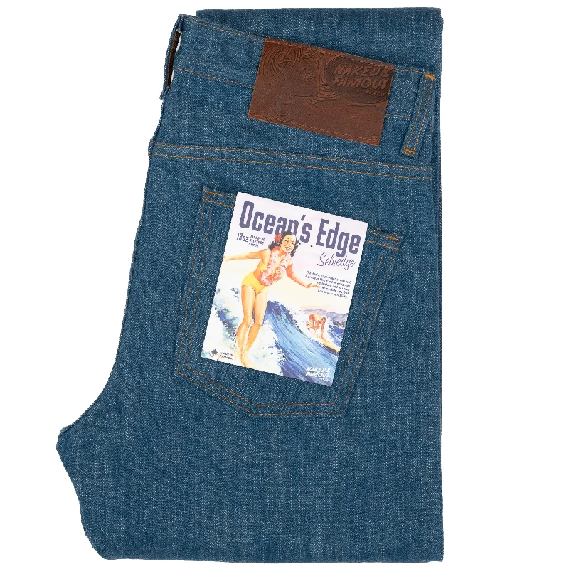 Men's Slim Fit Stretch Jeans in Dark Wash for a Modern and Comfortable LookSuper Guy - Ocean's Edge Selvedge