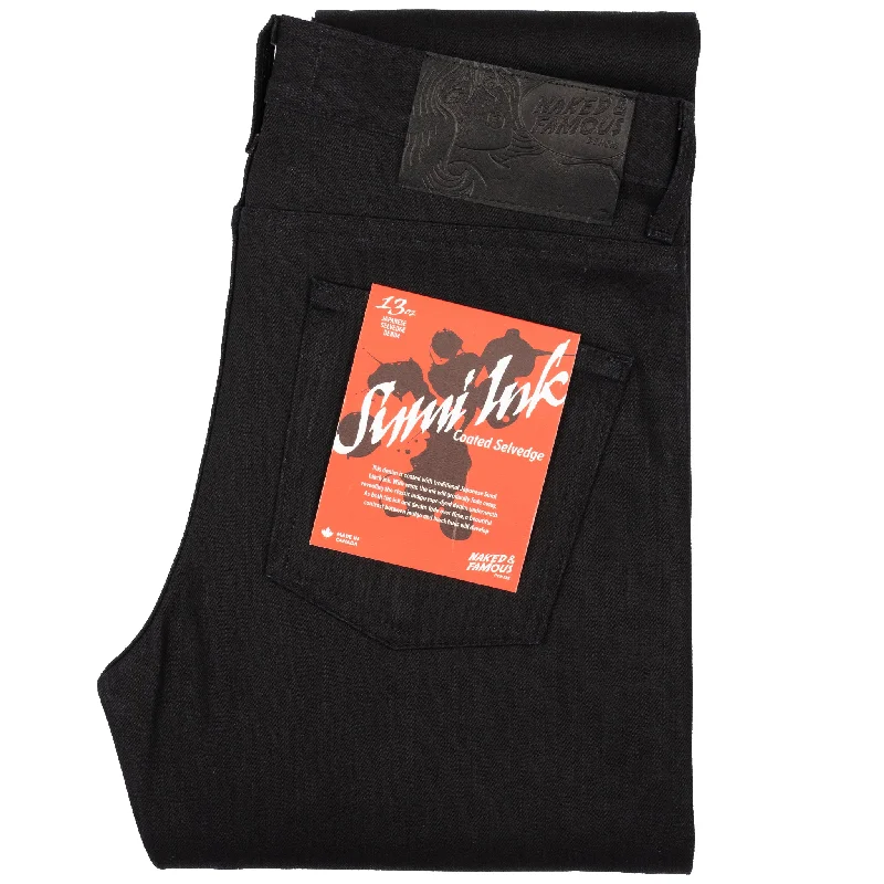 Men's Jeans with a Hidden Coin Pocket for Added ConvenienceSuper Guy - Sumi Ink Coated Selvedge