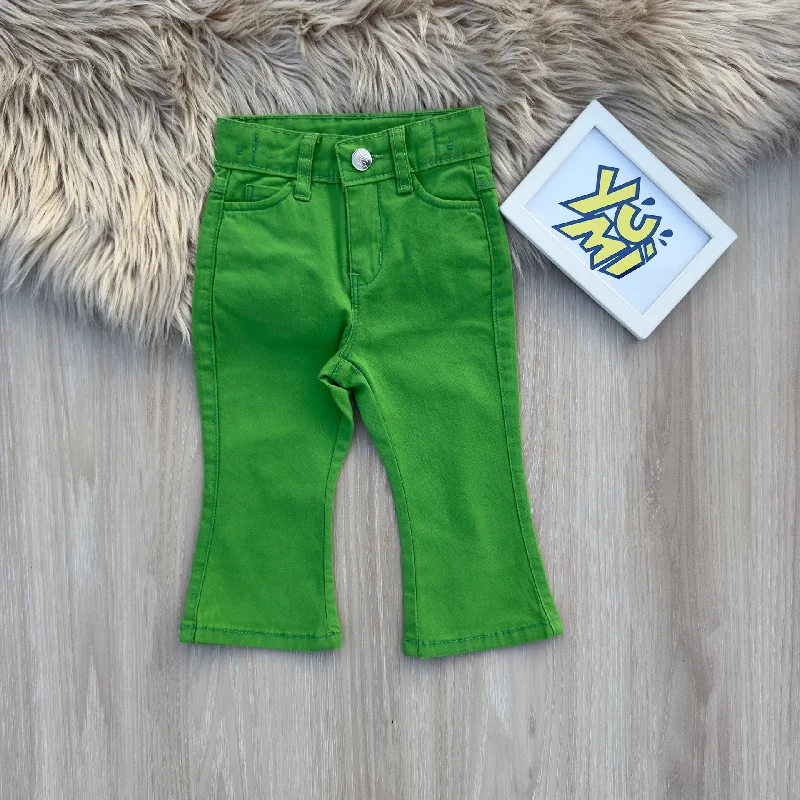 Men's Straight Leg Raw Denim Jeans for a Minimalist and Durable OptionTrendy Girls Green Bell Bottom Pants