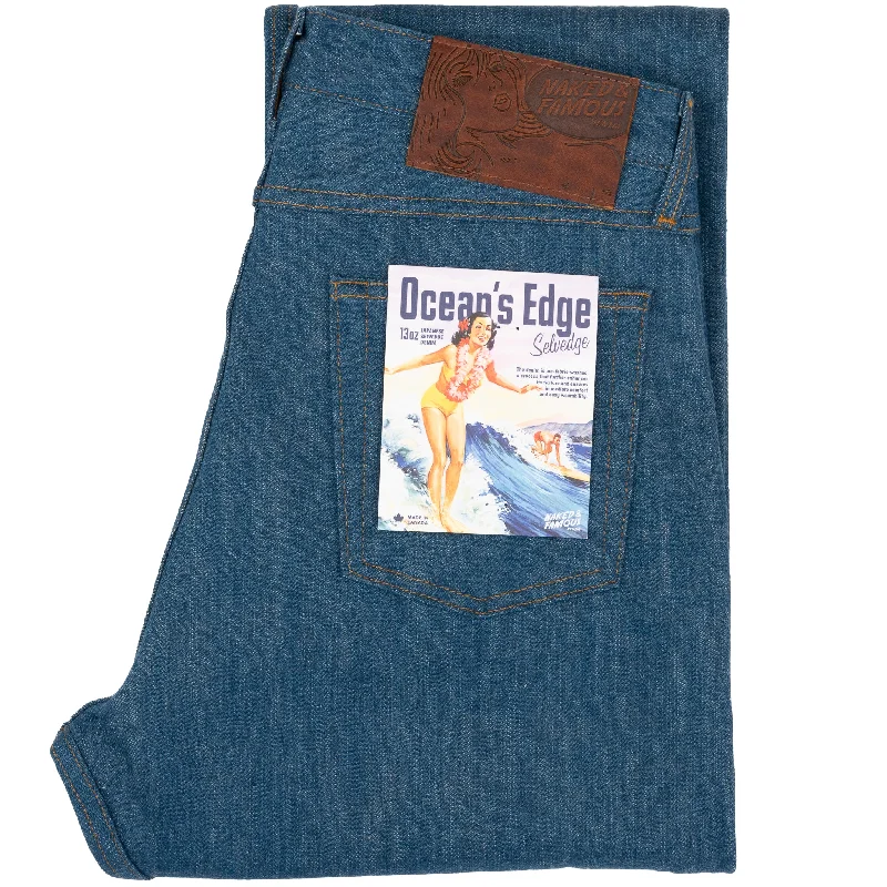 Plus Size Men's Relaxed Fit Jeans with a Faded Wash for a Vintage - Inspired LookTrue Guy - Ocean's Edge Selvedge