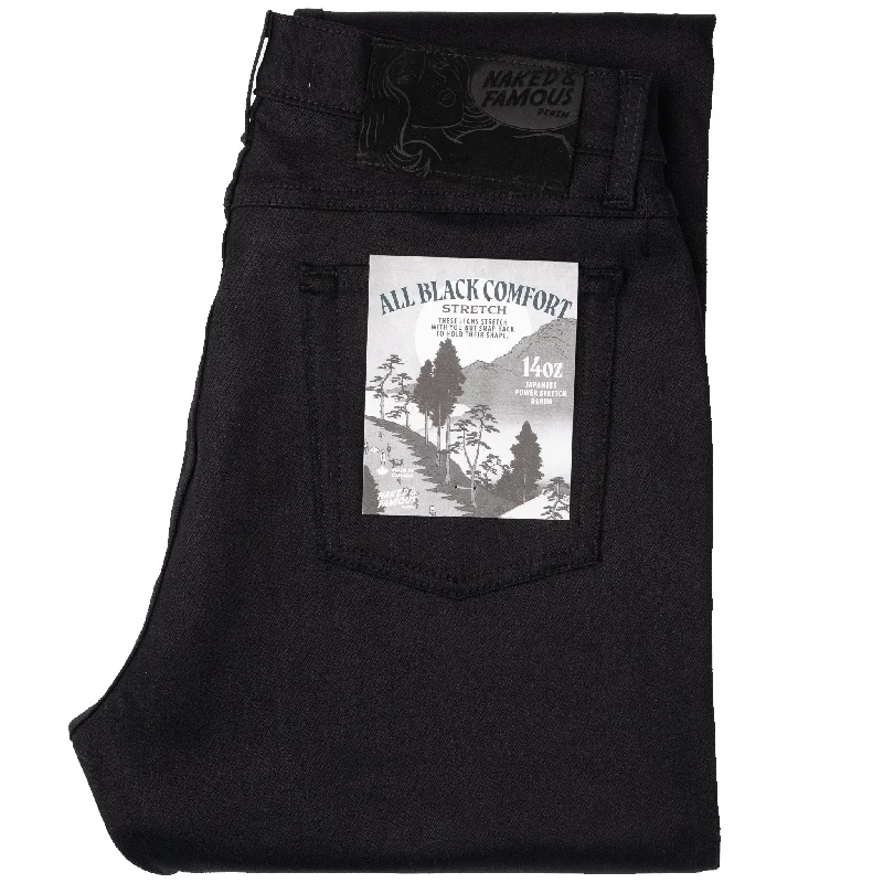 Plus Size Men's Relaxed Fit Jeans with a Faded Wash for a Vintage - Inspired LookWeird Guy - All Black Comfort Stretch