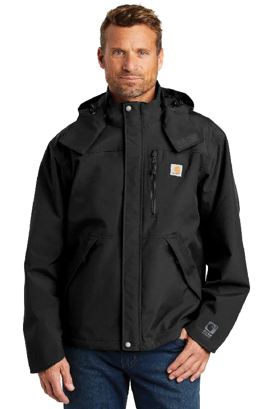 Down - filled men jackets in bright colors for winter fashionBomber men jackets with ribbed cuffs for a classic 80s styleCarhartt Mens Shoreline Waterproof Full Zip Hooded Jacket - Black