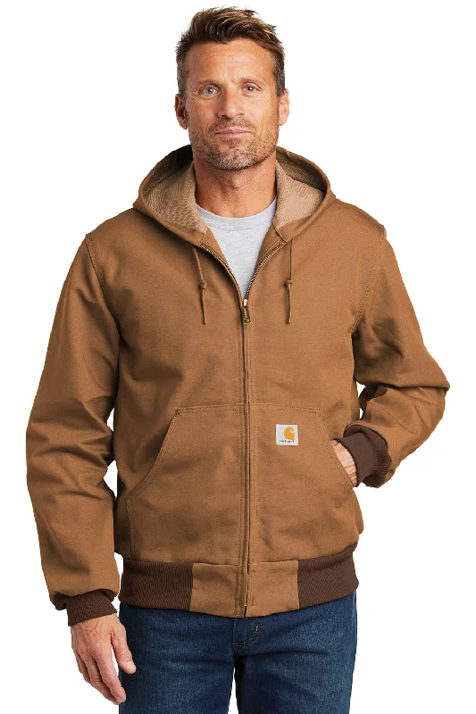 Men jackets with a built - in hood that can be stowed away when not in useDown - filled men jackets in bright colors for winter fashionCarhartt Mens Wind & Water Resistant Duck Cloth Full Zip Hooded Work Jacket - Carhartt Brown