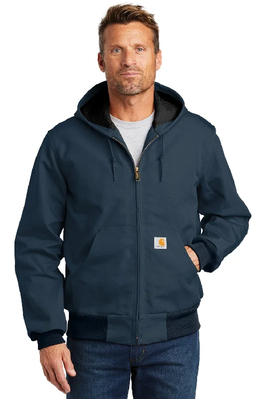 Hooded men jackets with a detachable faux - fur trim for added warmthCorduroy men jackets in earthy tones for a rustic charmCarhartt Mens Wind & Water Resistant Duck Cloth Full Zip Hooded Work Jacket - Navy Blue