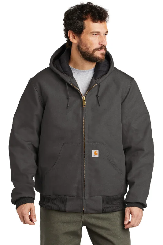 Men jackets with a zip - off sleeves to convert to a vestWindbreaker men jackets with UV protection for outdoor activitiesCarhartt Mens Wind & Water Resistant Duck Cloth Full Zip Hooded Work Jacket - Gravel Grey