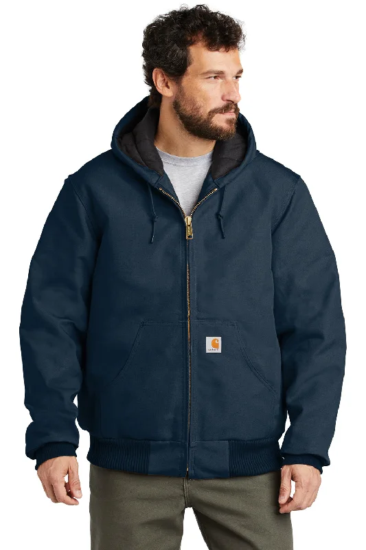 Windbreaker men jackets with UV protection for outdoor activitiesWindbreaker men jackets with UV protection for outdoor activitiesCarhartt Mens Wind & Water Resistant Duck Cloth Full Zip Hooded Work Jacket - Navy Blue