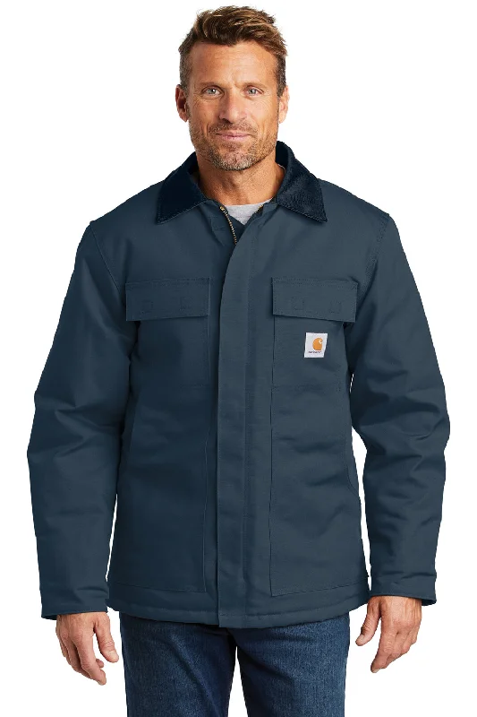 Down - filled men jackets in bright colors for winter fashionFleece - lined men jackets for cold - weather commutingCarhartt Mens Wind & Water Resistant Duck Cloth Full Zip Jacket - Navy Blue