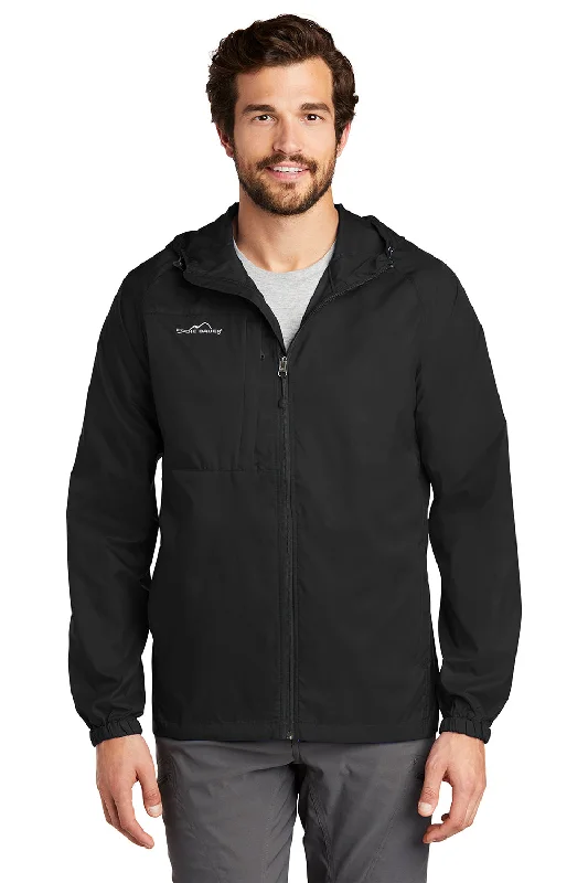 Performance - driven men jackets with breathable fabric for sportsWaterproof men jackets with taped seams for heavy rain protectionEddie Bauer Mens Packable Wind Resistant Full Zip Hooded Jacket - Black