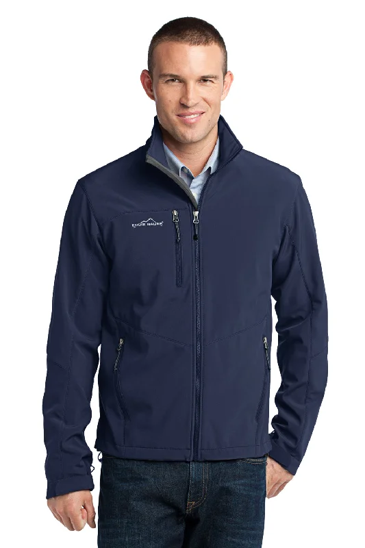 Waterproof men jackets with taped seams for heavy rain protectionMen jackets with a built - in hood that can be stowed away when not in useEddie Bauer Mens Water Resistant Full Zip Jacket - River Navy Blue