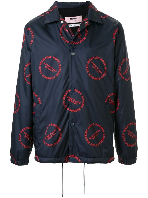 Men jackets with a media - friendly pocket for easy access to gadgetsBomber men jackets with ribbed cuffs for a classic 80s styleLogo Print Bomber Jacket