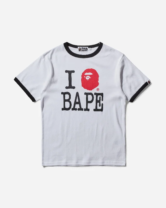 Men's printed Hawaiian t - shirts for tropical vacationsMen's I Love Bape T-Shirt White