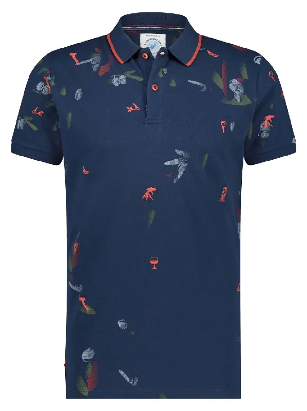 Men's vintage - inspired retro polo shirts with unique patternsA Fish Named Fred Leaf Polo Navy