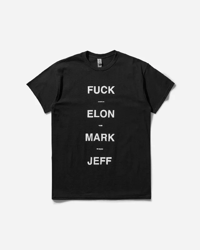 Men's short - sleeve linen t - shirts for summer beach outingsFuck Elon Mark Jeff T-Shirt Black