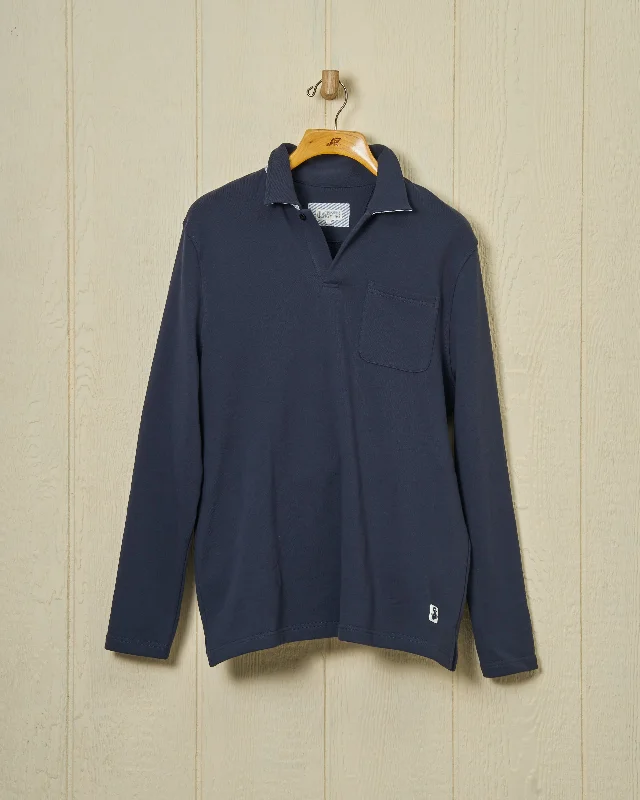 Men's antimicrobial polo shirts for odor - free daily wearAcadia Polo in Navy Loopback Terry