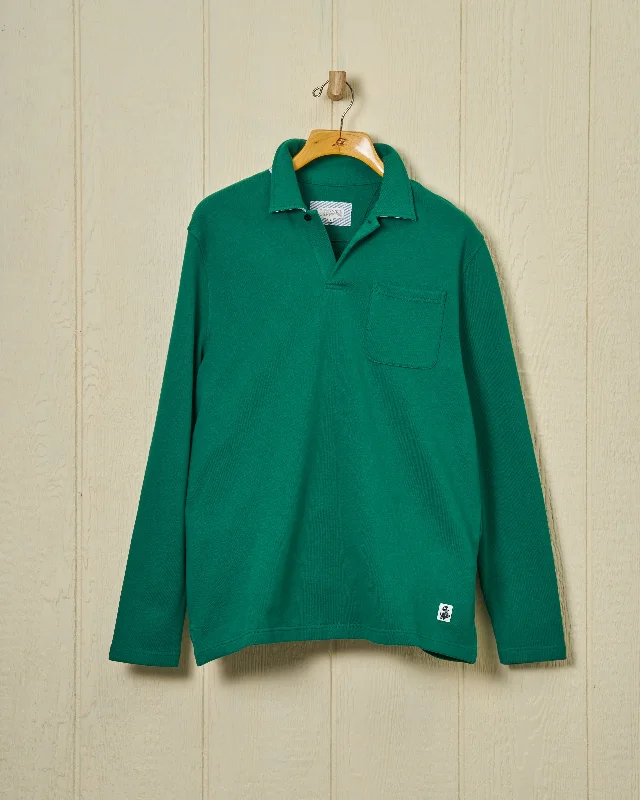 Men's long sleeve classic fit polo shirts with embroidered logosAcadia Polo in Pine Loopback Terry