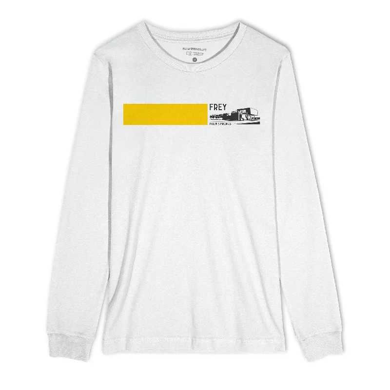 Men's mock - neck t - shirts with a modern and sleek styleLong-Sleeve Unisex T-Shirt - Albert Frey House Print - White