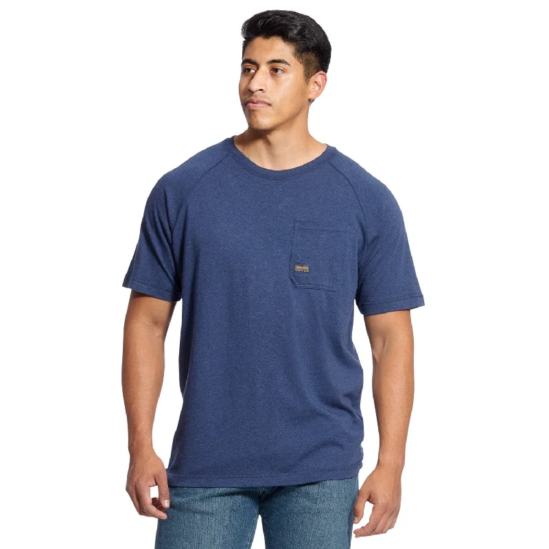 Men's printed Hawaiian t - shirts for tropical vacationsAriat Men's Rebar CottonStrong T-Shirt_Navy Heather