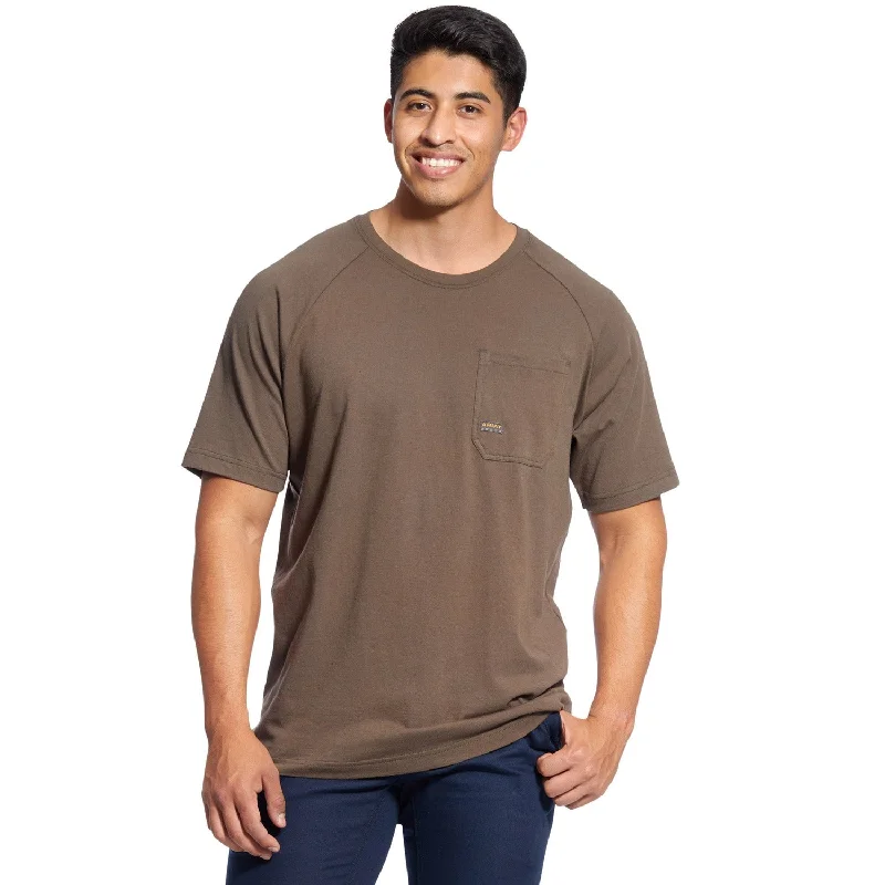 Men's thermal t - shirts with a high - neck design for cold weatherAriat Men's Rebar CottonStrong T-Shirt_Moss