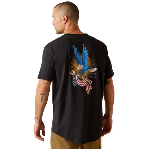 Men's ribbed t - shirts with a textured finish for added styleAriat Men's Rebar Workman Victory Eagle Short Sleeve T-Shirt