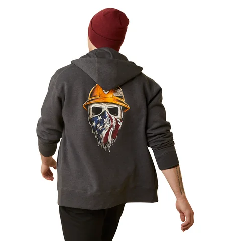 Men's plus - size pocket t - shirts with a classic lookAriat Men's Rebar Born For This Graphic Full Zip Hoodie