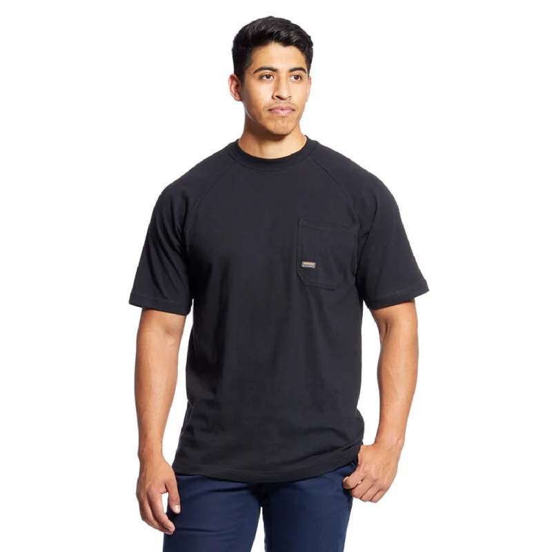 Men's thermal t - shirts with a high - neck design for cold weatherAriat Men's Rebar CottonStrong T-Shirt_Black