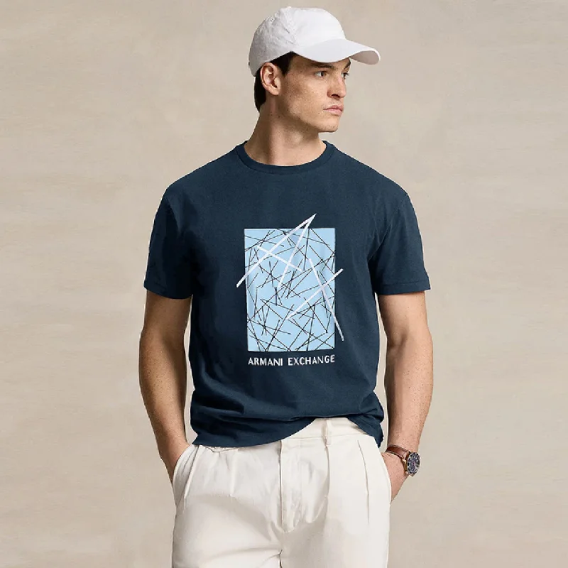 Men's color - block polo shirts with a bold fashion statementAX - Men 'Navy' World Design Printed T-Shirt AX872