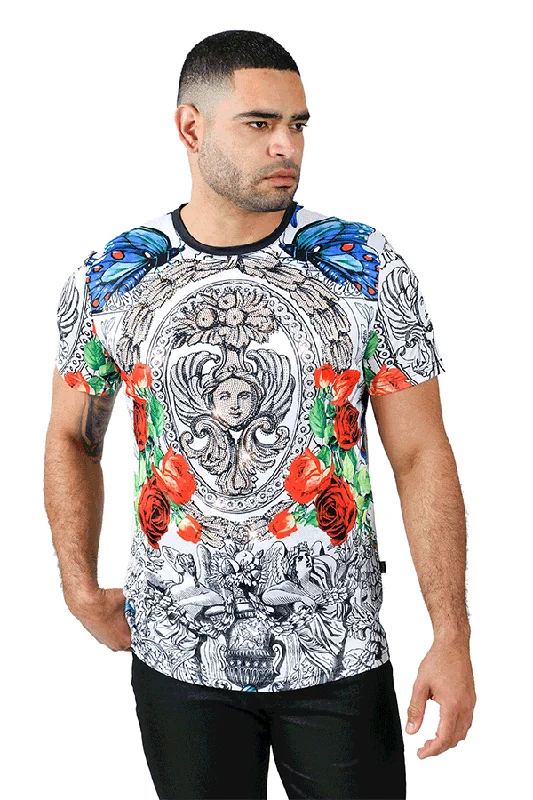 Men's tie - dye t - shirts with a bohemian styleBAROQUE GLAM Rhinestone T-Shirt