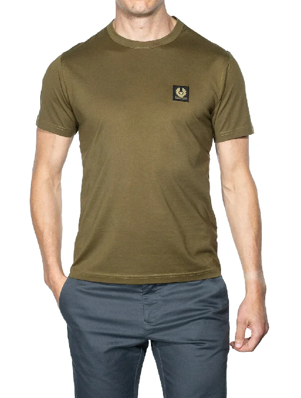 Men's button - front t - shirts with a unique artistic printT-shirt Olive