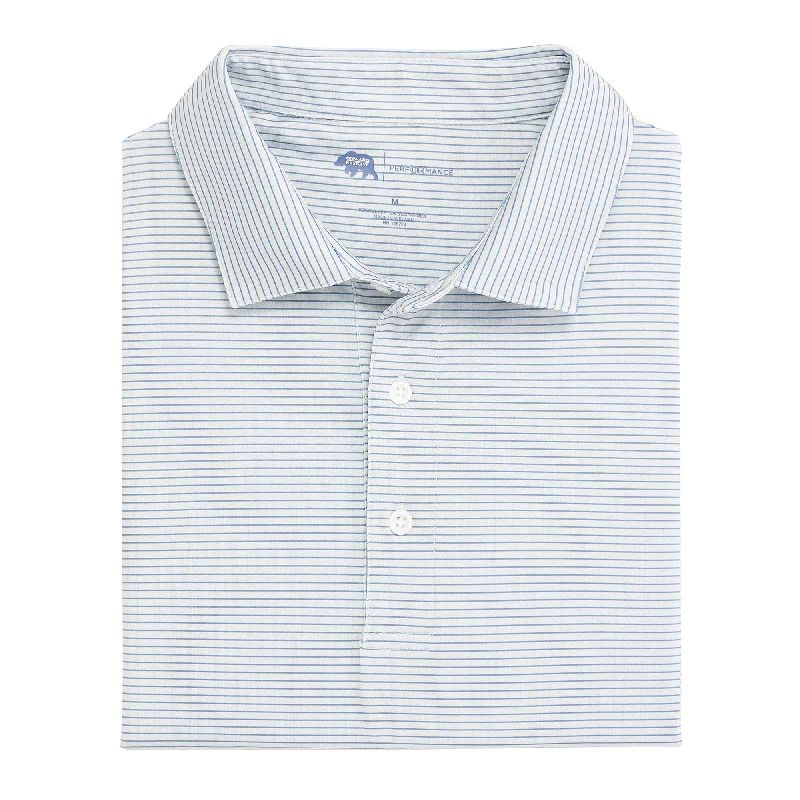 Men's jacquard woven polo shirts with intricate designsBirdie Stripe Performance Polo