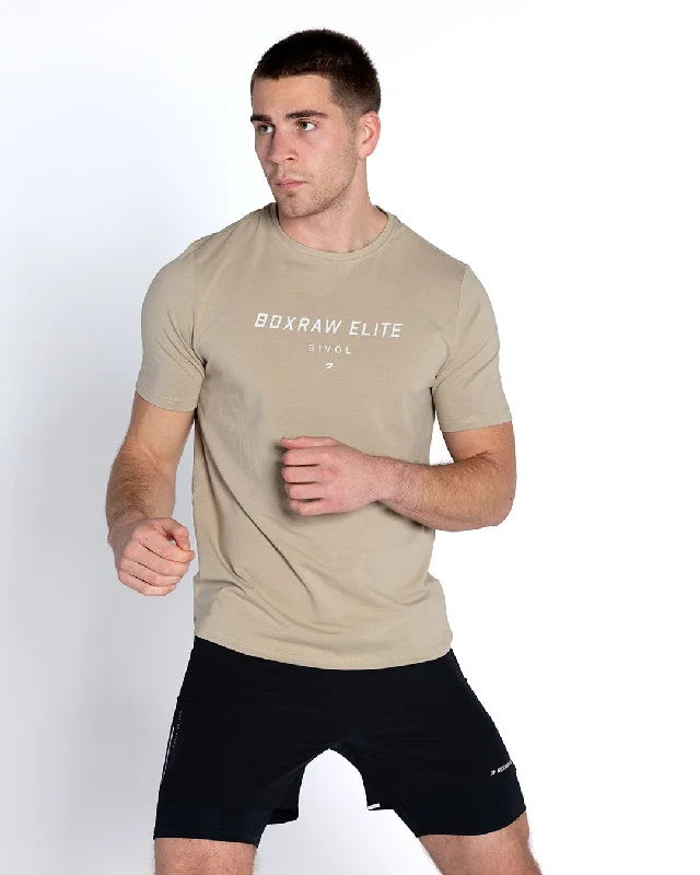 Men's button - front t - shirts with a unique artistic printBivol x BOXRAW T-Shirt - Taupe Beige