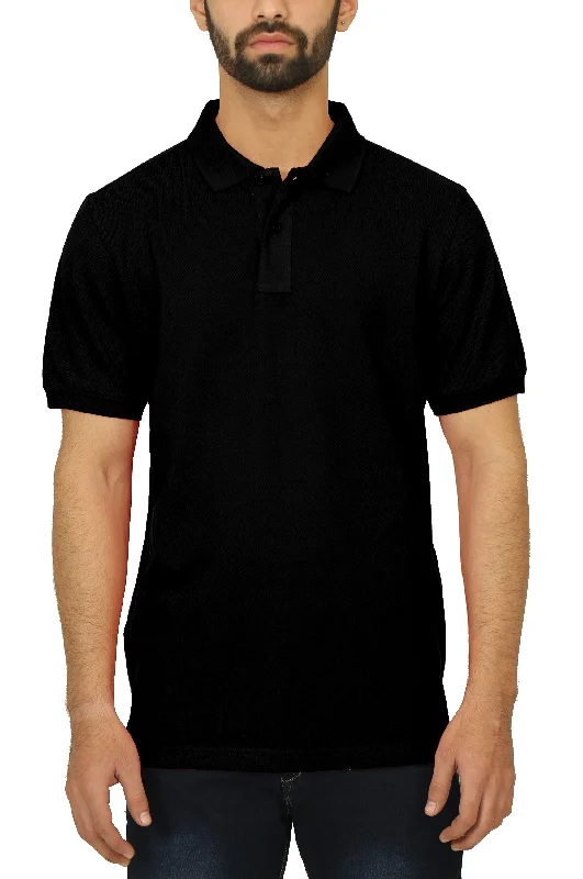 Men's budget - friendly basic polo shirts in multiple colorsBLACK