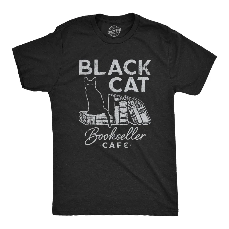 Men's smart - casual checkered t - shirts for semi - formal occasionsBlack Cat Bookseller Cafe Men's T Shirt