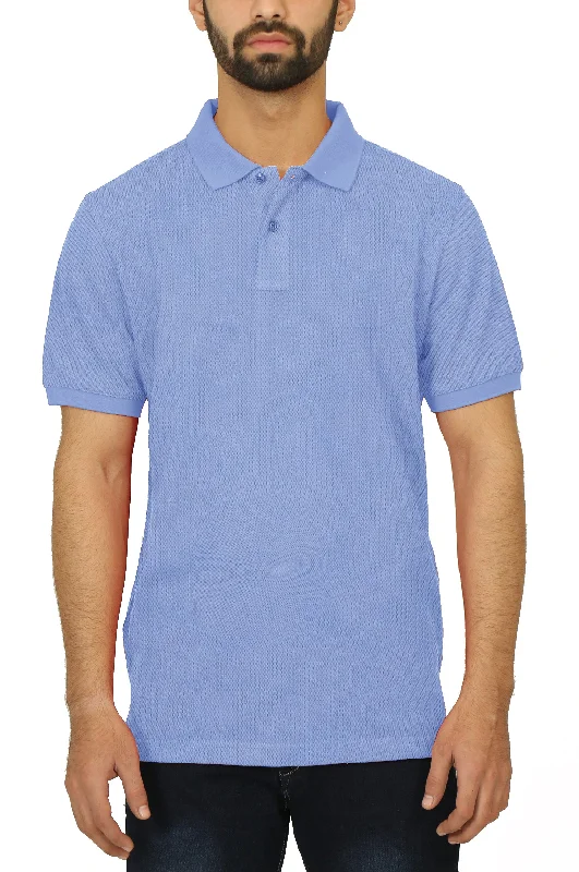 Men's slim fit short sleeve polo shirts with contrast collarsBLUE BONNET