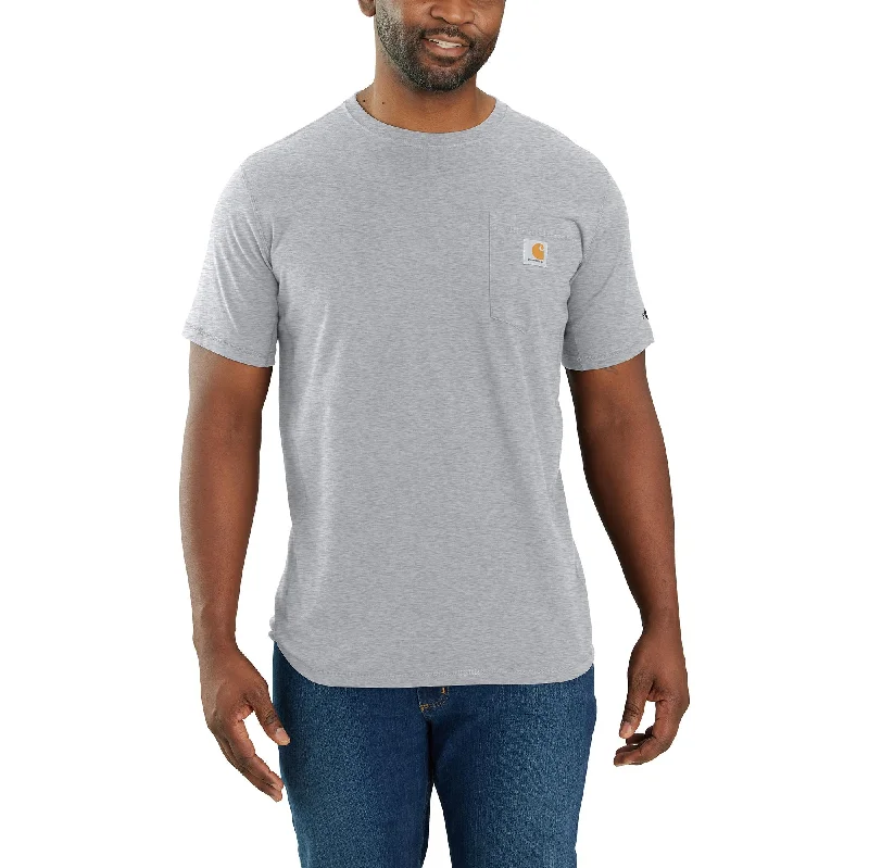 Men's tie - dye t - shirts with a bohemian styleCarhartt Men's Force® Relaxed Fit Midweight Short Sleeve Pocket Tee_Heather Grey