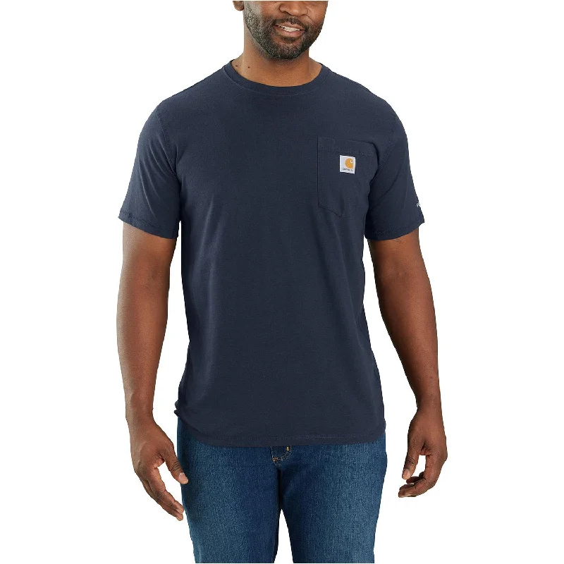 Men's eco - friendly recycled t - shirts for sustainable fashion choicesCarhartt Men's Force® Relaxed Fit Midweight Short Sleeve Pocket Tee_Navy