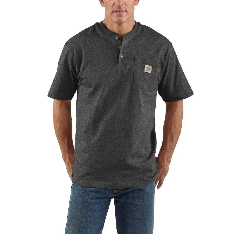 Men's antimicrobial t - shirts for odor - free freshness during travelCarhartt Men's Short Sleeve Pocket Henley_Carbon Heather