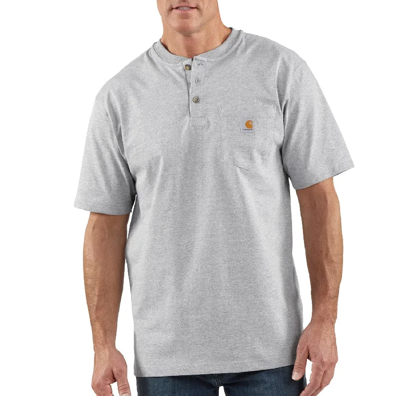 Men's mock - neck t - shirts with a modern and sleek styleCarhartt Men's Short Sleeve Pocket Henley_Heather Grey