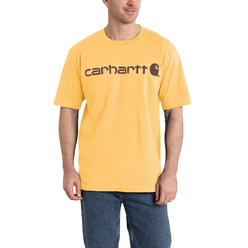 Men's UV - protection t - shirts for outdoor activities in the sunCarhartt Men's Signature Logo Short Sleeve T-Shirt_Vivid Yellow Heather