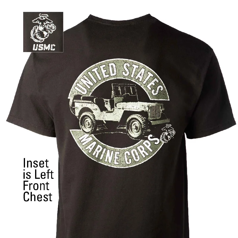 Men's button - front t - shirts with a unique artistic printComfortWash USMC Jeep T-shirt