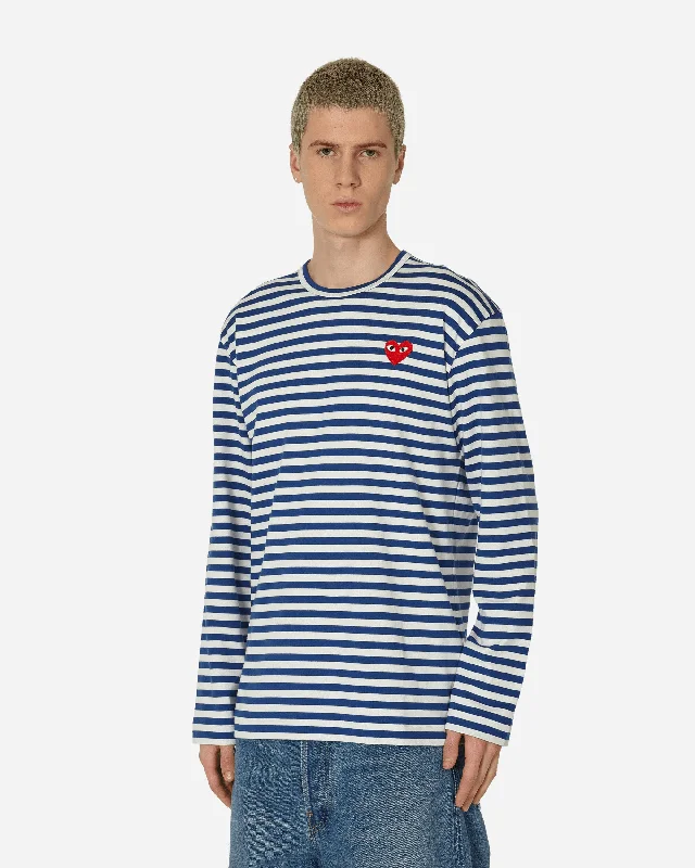 Men's thermal t - shirts with a high - neck design for cold weatherHeart Striped Longsleeve T-Shirt Navy