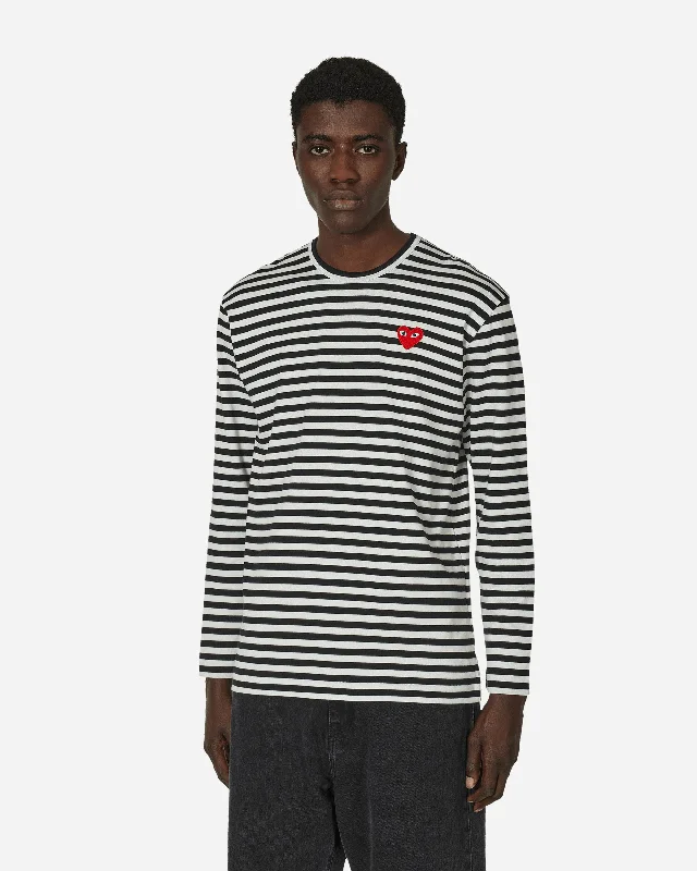 Men's UV - protection t - shirts for outdoor activities in the sunHeart Striped Longsleeve T-Shirt Black