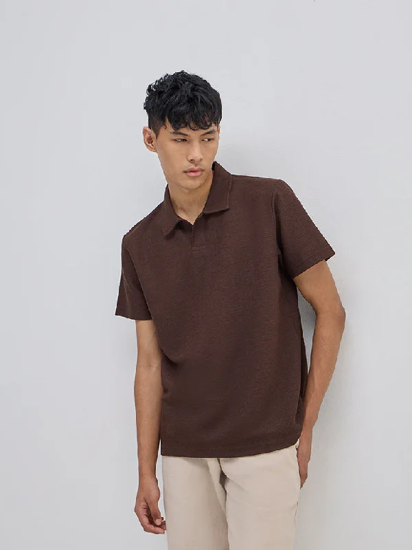 Men's budget - friendly basic polo shirts in multiple colorsETA Brown Relaxed-Fit Cotton Polo T-Shirt